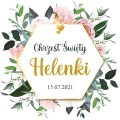 Szatka Do Chrztu - Pamiątka Chrztu Świętego z Imieniem - Szatka na Chrzest - Piwonie