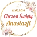 Szatka Do Chrztu - Pamiątka Chrztu Świętego z Imieniem - Szatka na Chrzest - Różowe Kwiaty