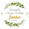 Szatka Do Chrztu - Pamiątka Chrztu Świętego z Imieniem - Szatka na Chrzest - Listki