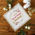 Szatka Do Chrztu - Pamiątka Chrztu Świętego z Imieniem - Szatka na Chrzest - Różowe Kwiaty