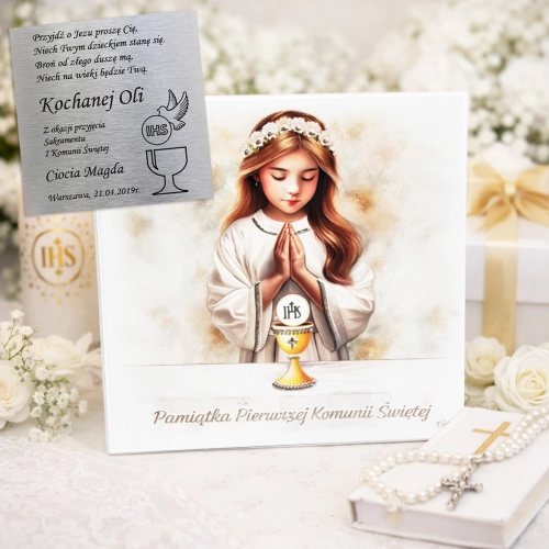Kolorowy Obrazek z Laminatem - Pamiątka Pierwszej Komunii Świętej dla Dziewczynki
