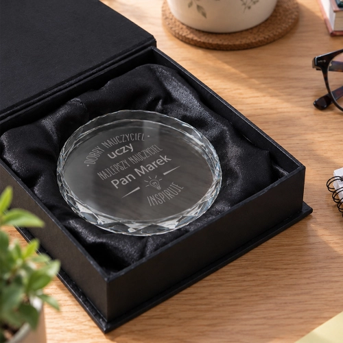 Statuetka na Dzień Nauczyciela - Kryształowy Medal Prezent dla Nauczyciela - Najlepszy Nauczyciel Inspiruje
