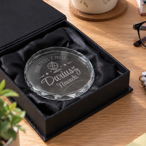 Statuetka na Dzień Nauczyciela - Kryształowy Medal Prezent dla Nauczyciela - Nauczyciel z Pasją