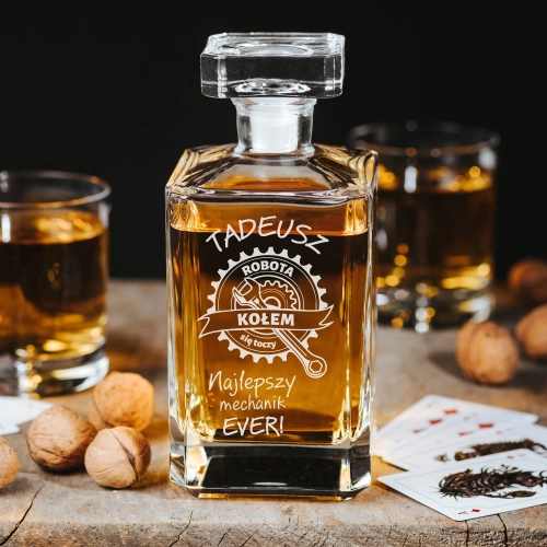  Karafka do Whisky z Grawerem - Prezent dla Mechanika - Robota Kołem Się Toczy
