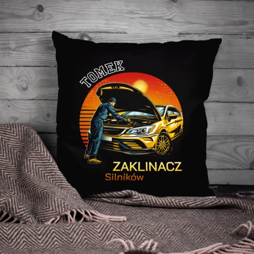  Poduszka dla Mechanika - Prezent dla Mechanika z Imieniem - Zaklinacz Silników
