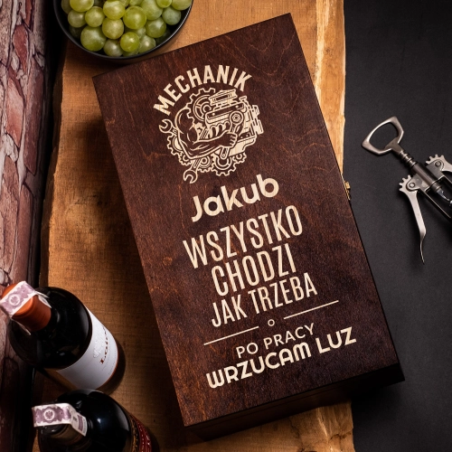 Skrzynka z Grawerem - Prezent dla Mechanika - Podwójna
