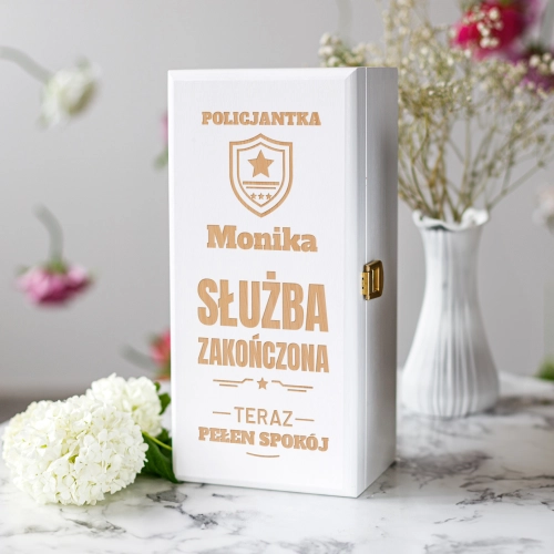Skrzynka na Alkohol z Grawerem - Prezent dla Policjantki / Policjanta