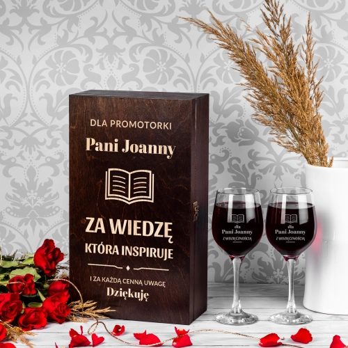 Kieliszki z Grawerem w Skrzynce - Prezent dla Promotora - Podwójna