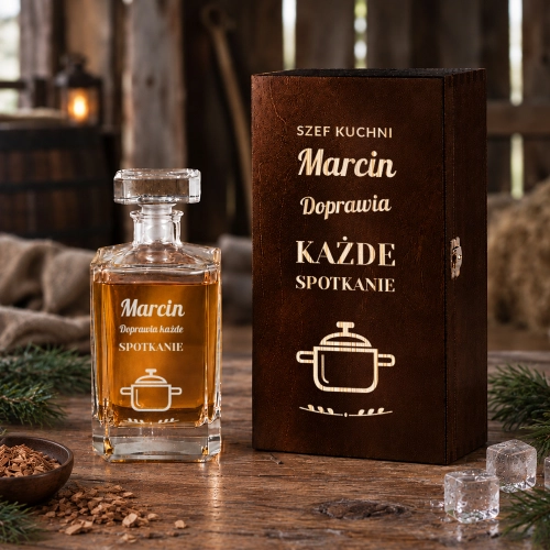 Karafka z Grawerem w Skrzynce - Prezent dla Kucharza - Prosta