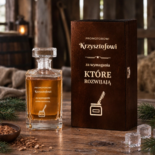Karafka z Grawerem w Skrzynce - Prezent dla Promotora - Prosta
