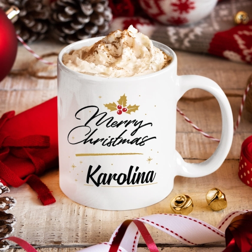 Kubek na Święta z Imieniem - Kubek Świąteczny na Prezent - Merry Christmas