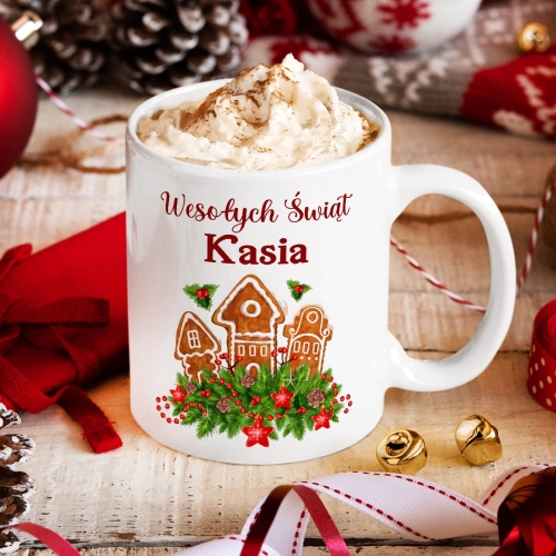 Kubek na Święta z Imieniem - Kubek Świąteczny na Prezent - Pierniki