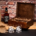 Zestaw do alkoholu: szklanki na whisky i skrzynka dla dziadka ciemny brąz