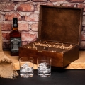 Zestaw do alkoholu: szklanki na whisky i skrzynka dla dziadka ciemny brąz