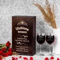 Podwójna skrzynka na wino i kieliszki z grawerem na rocznicę ślubu