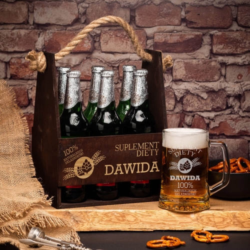 Nosidło i kufel do piwa z grawerem ciemne