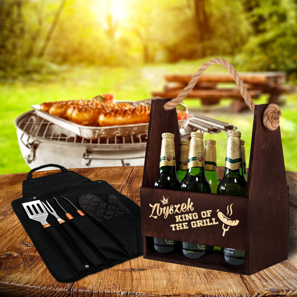 Zestaw nosidło na piwo i akcesoria do grilla