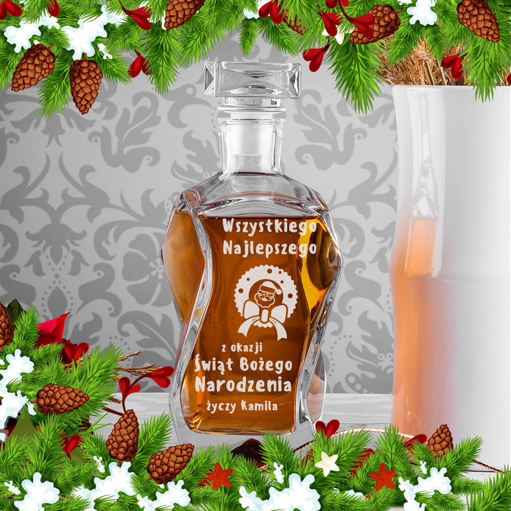 Karafka do Whisky z Grawerem - Prezent na Święta - Z Okazji Świąt Bożego Narodzenia - Łamana