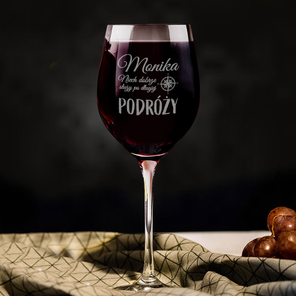 Kieliszek Do Wina z Grawerem - Prezent dla Podróżnika - Niech Dobrze Służy