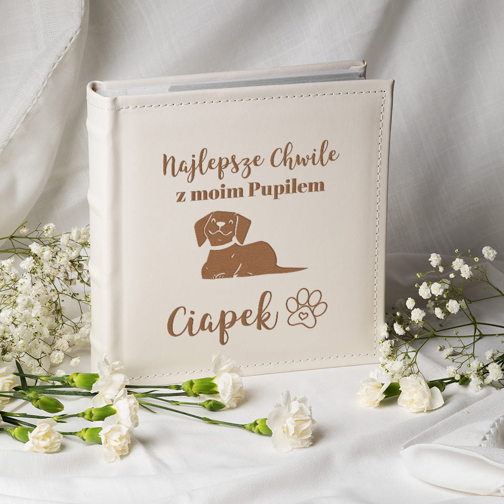 Album na Zdjęcia z Grawerem - Prezent dla Miłośnika Psów - Najlepsze Chwile z Moim Pupilem - Biały