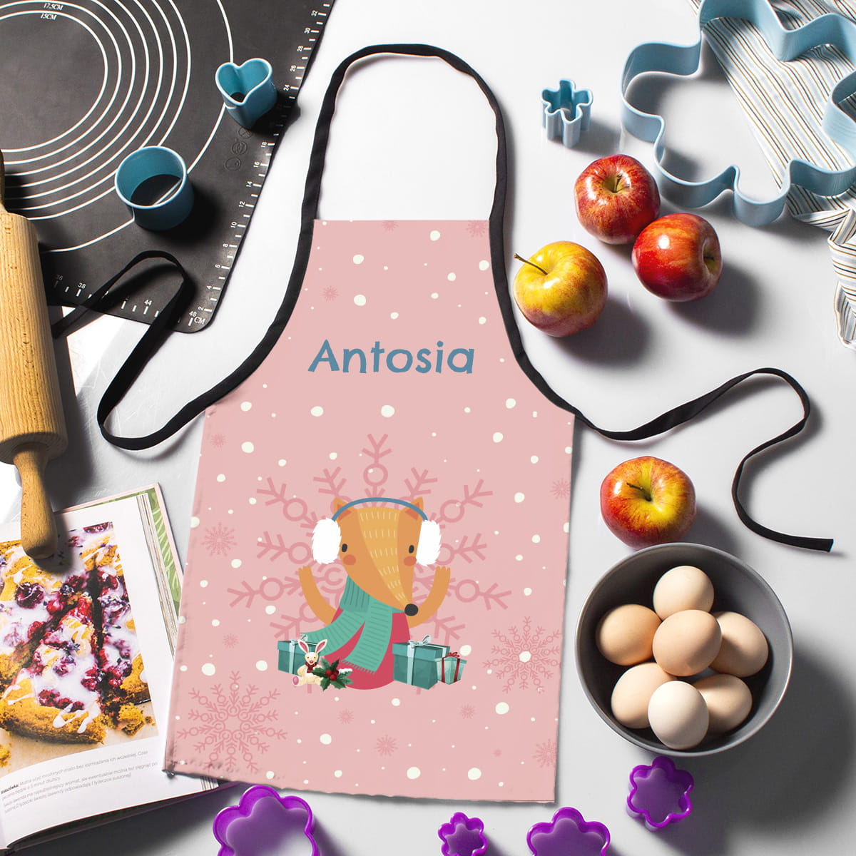 Prezent na Mikołajki dla Dzieci - Mikołajkowy Fartuszek dla Dziecka z Imieniem - Lisek