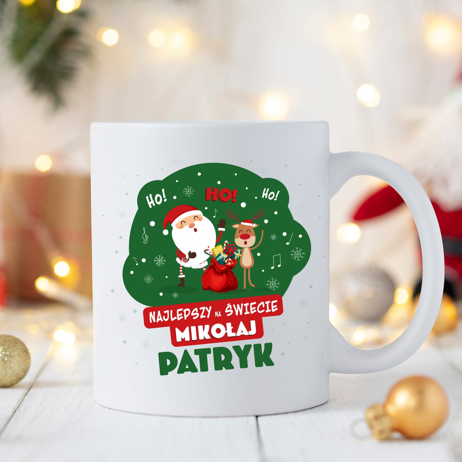 Kubek na Mikołajki z Imieniem - Kubek Świąteczny na Prezent - Ho, Ho, Ho