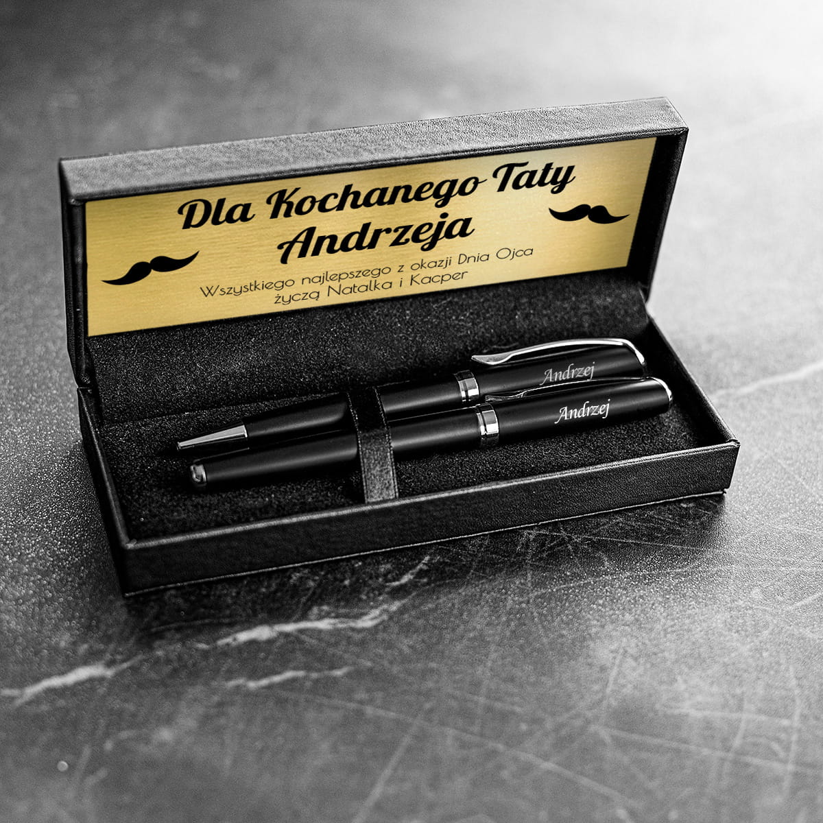 Zestaw Piśmienniczy dla Taty - Długopis i Pióro z Grawerem na Dzień Ojca - Dla Kochanego Taty