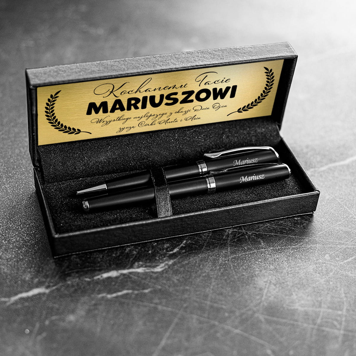 Zestaw Piśmienniczy dla Taty - Długopis i Pióro z Grawerem na Dzień Ojca - Kochanemu Tacie