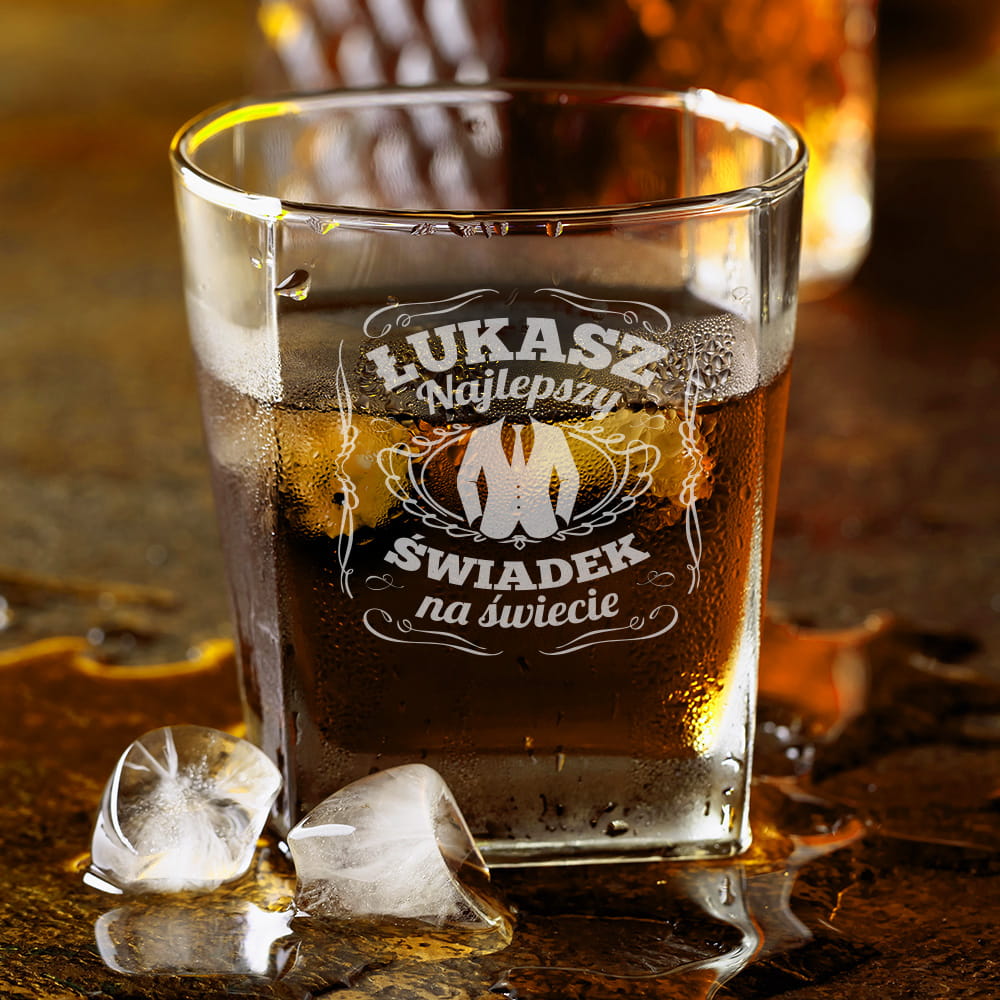 Szklanka Do Whisky z Grawerem - Podziękowanie dla Świadka - Świadek Garnitur