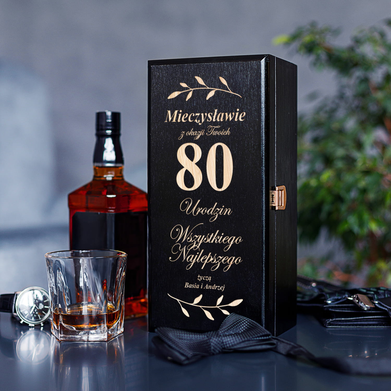 Skrzynka Czarna na Alkohol Na Urodziny - Prezent na Urodziny - Wszystkiego Najlepszego