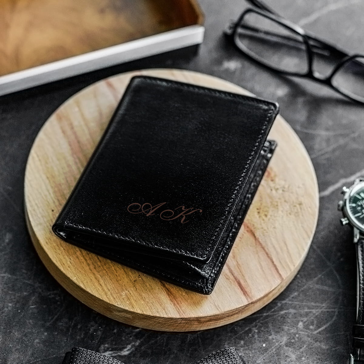 Skórzany Portfel Męski z Grawerem - Prezent dla Dentysty - Inicjały