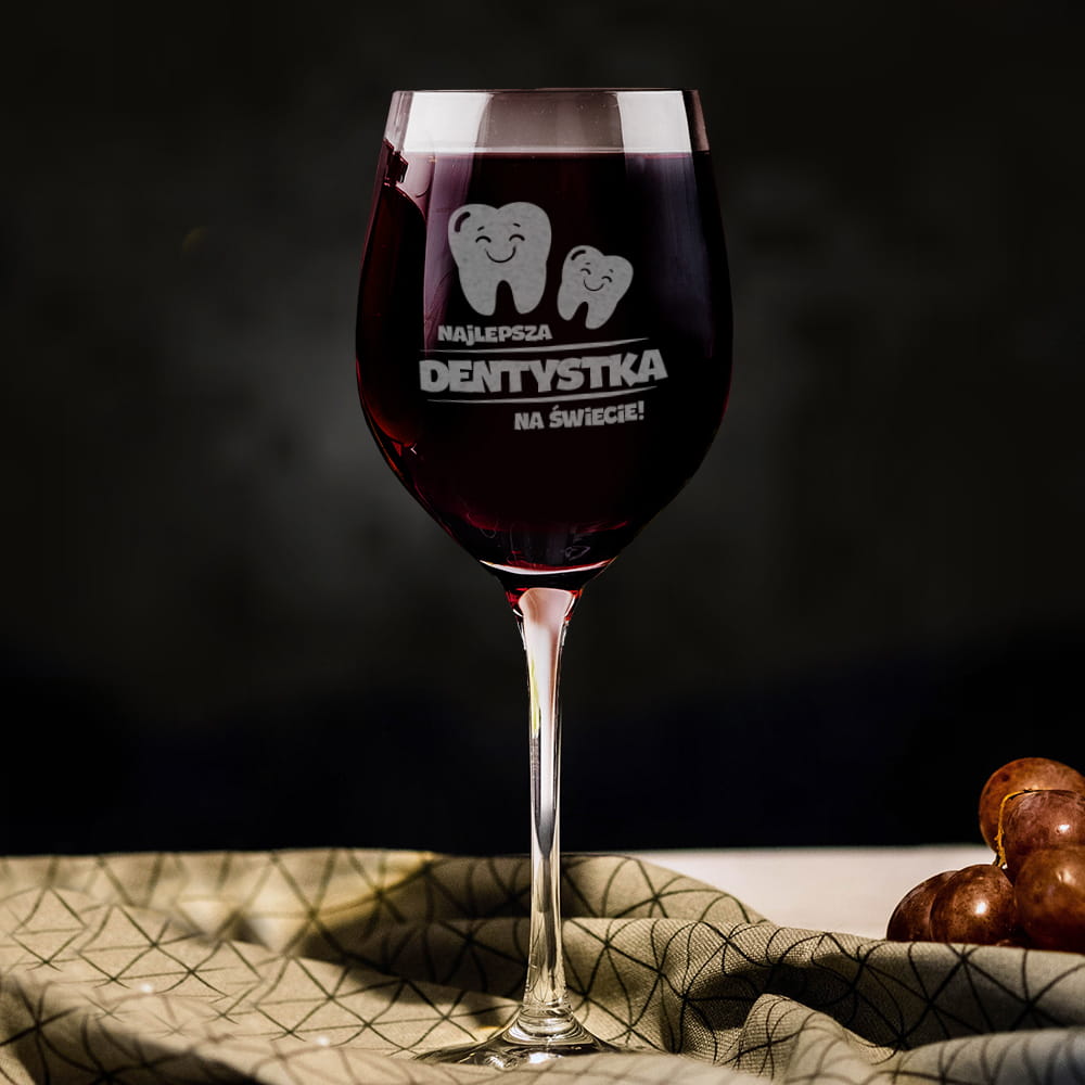 Kieliszek do Wina z Grawerem - Prezent dla Dentystki - Prezent dla Pani Dentystki - Najlepsza Dentystka na Świecie