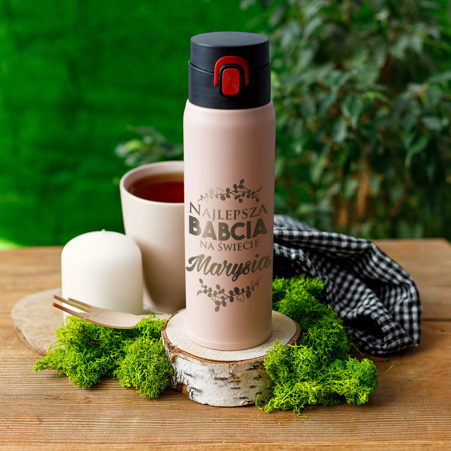 Kubek Termiczny dla Babci - Prezent na Dzień Babci - Najlepsza Babcia na Świecie - Różowy