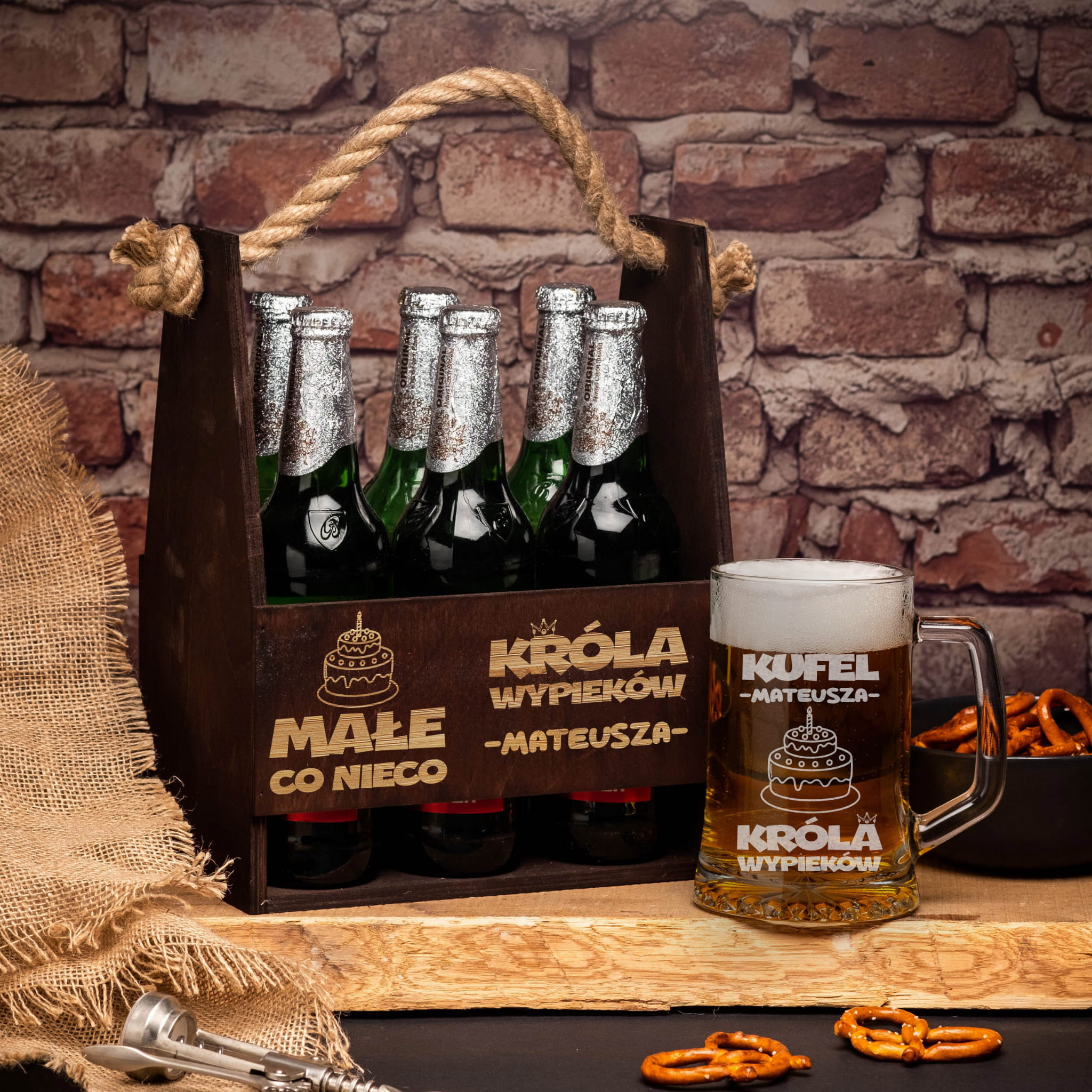 Nosidło i Kufel na Piwo z Grawerem - Prezent dla Cukiernika - Małe Co Nieco Króla Wypieków