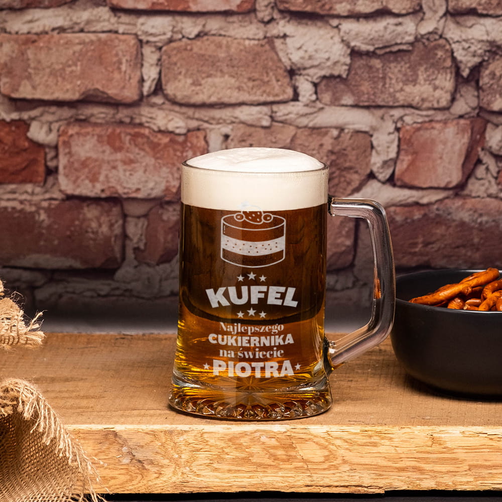 Kufel do Piwa z Grawerem - Prezent dla Cukiernika - Kufel Najlepszego Cukiernika Na Świecie