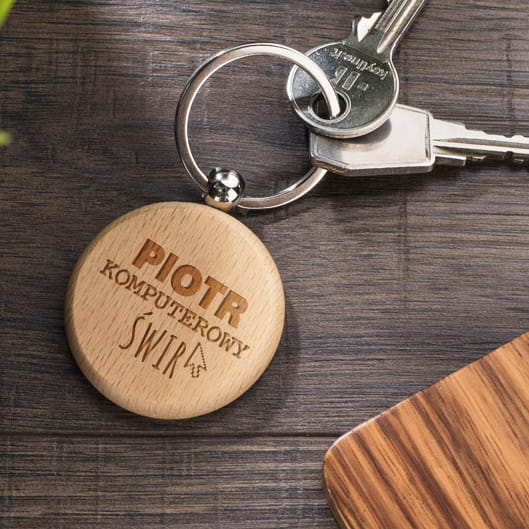 Drewniany Brelok do Kluczy z Grawerem - Prezent dla Informatyka - Komputerowy Świr