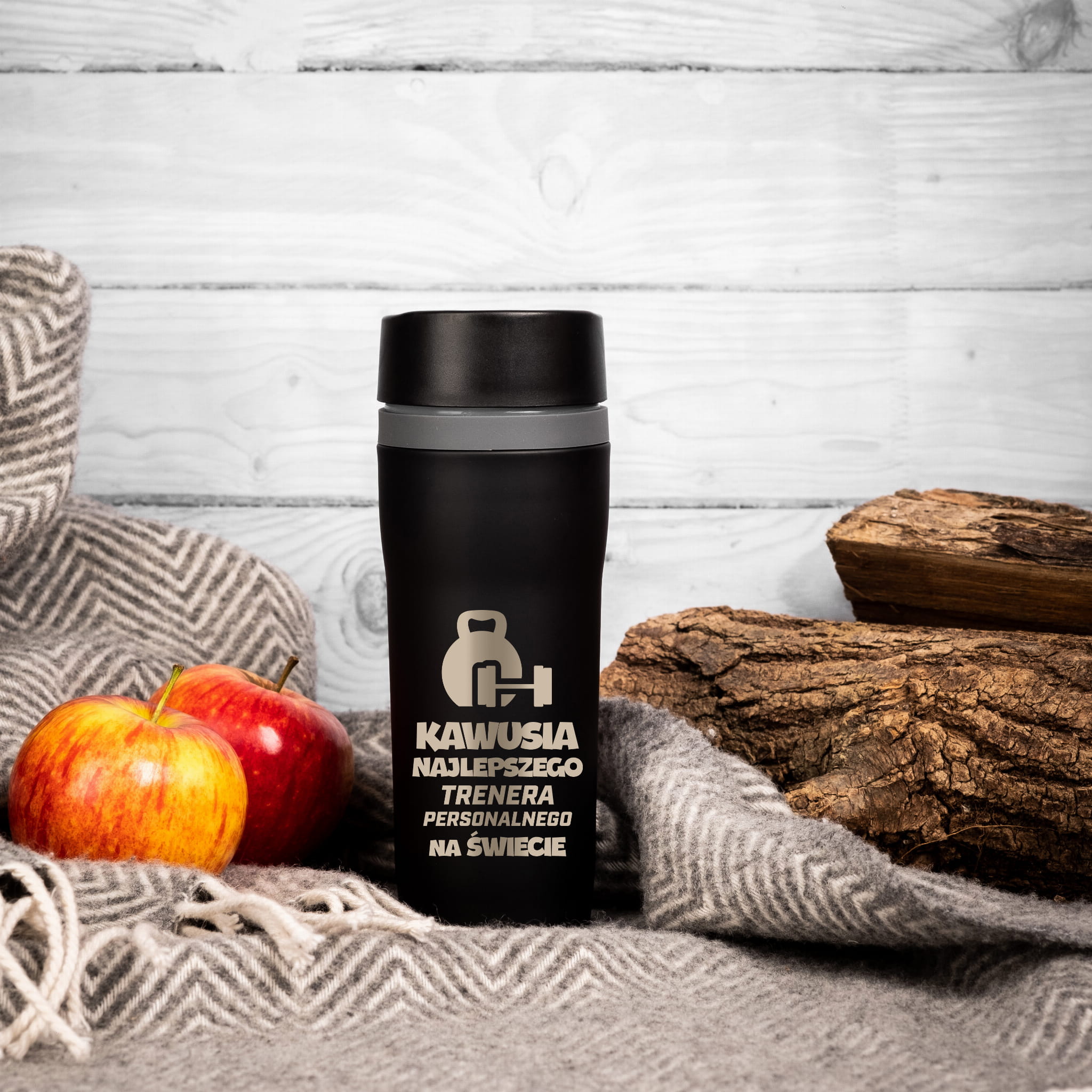 Kubek Termiczny z Grawerem - Prezent dla Trenera - Kawusia Najlepszego Trenera Personalnego  Na Świecie