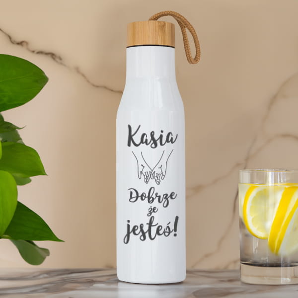 Butelka Termiczna dla Dziewczyny z Grawerem -  Prezent dla Niej na Dzień Kobiet, Walentynki - Dobrze że jesteś
