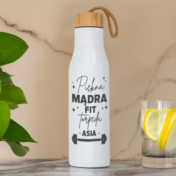 Butelka Termiczna dla Dziewczyny z Grawerem -  Prezent dla Niej na Dzień Kobiet, Walentynki - Fit Torpeda
