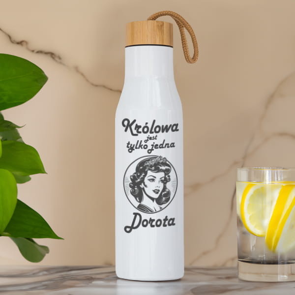 Butelka Termiczna dla Dziewczyny z Grawerem -  Prezent dla Niej na Dzień Kobiet, Walentynki - Królowa jest tylko jedna