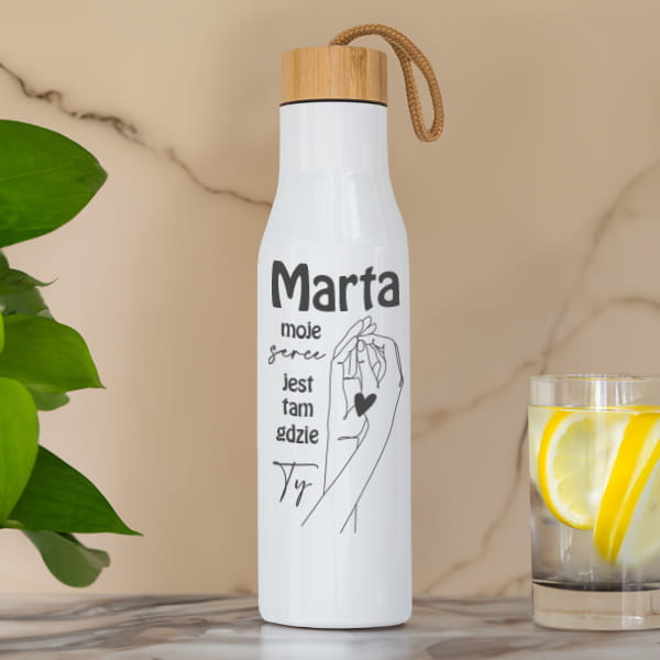 Butelka Termiczna dla Dziewczyny z Grawerem -  Prezent dla Niej na Dzień Kobiet, Walentynki - Moje Serce