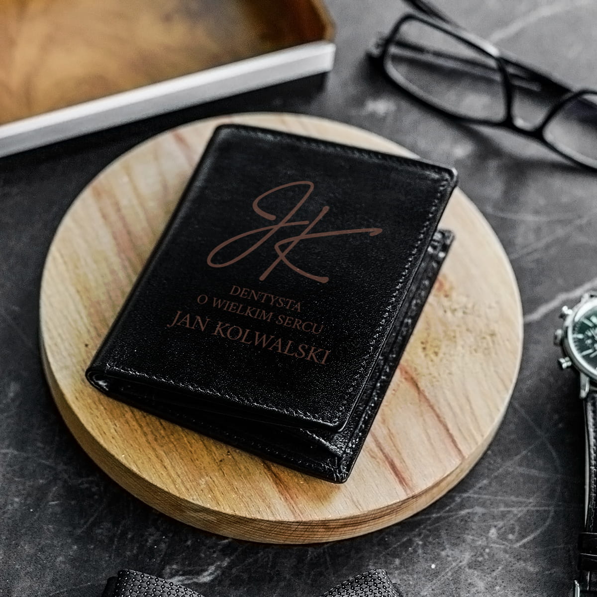 Skórzany Portfel Męski z Grawerem - Prezent dla Dentysty - Dentysta O Wielkim Sercu