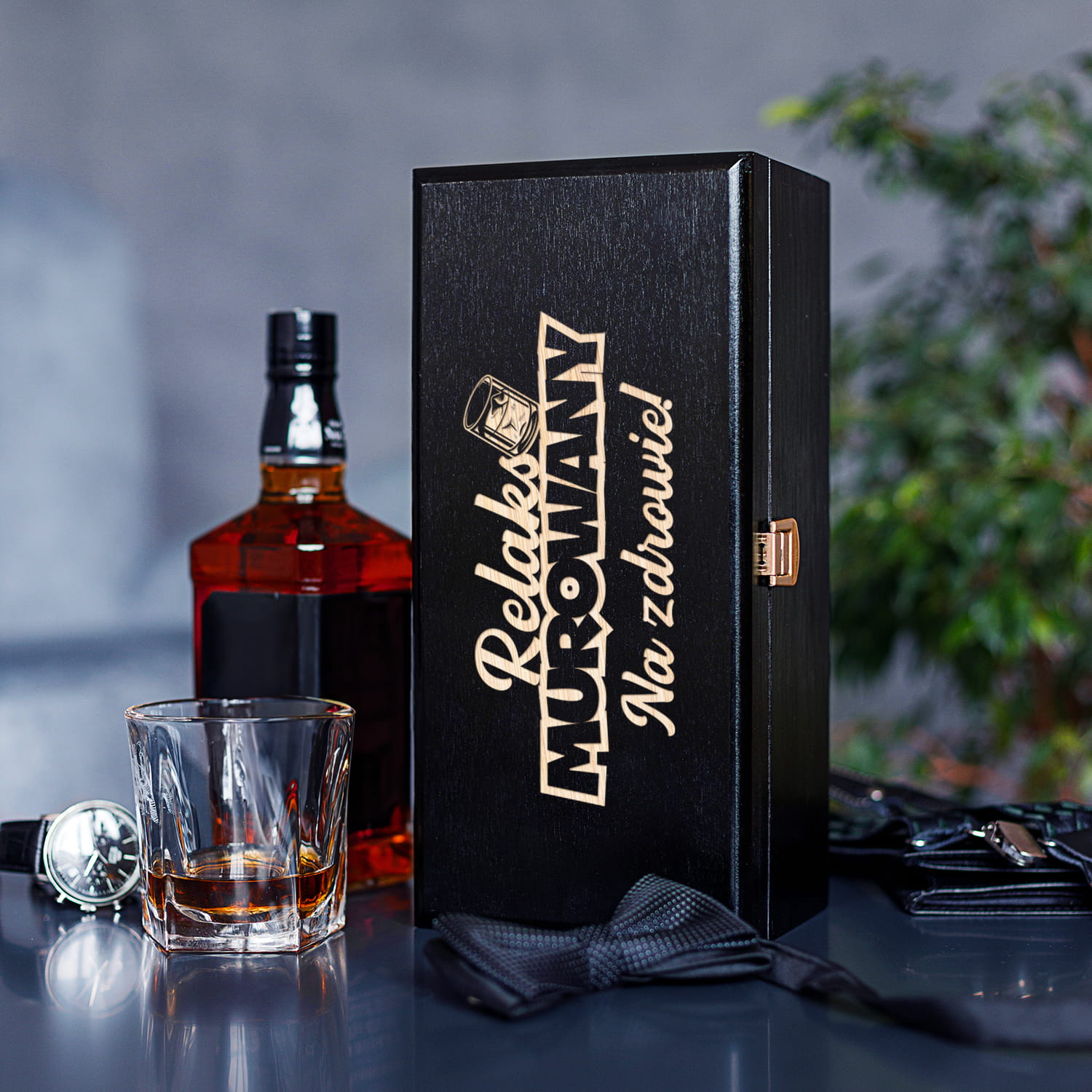 Skrzynka na Alkohol z Grawerem -  Prezent dla Budowlańca - Relaks Murowany - Na zdrowie!