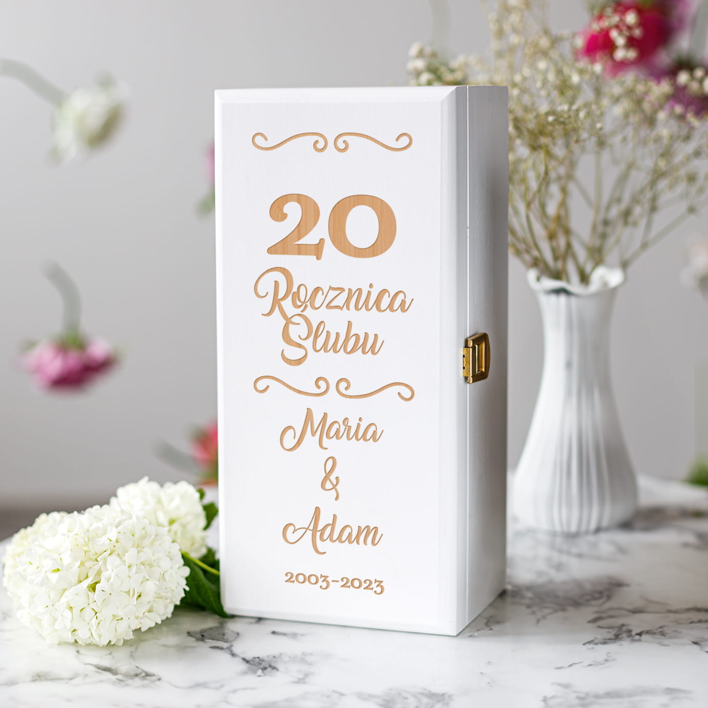Skrzynka Biała na Alkohol Na Rocznicę Ślubu - Rocznica Ślubu