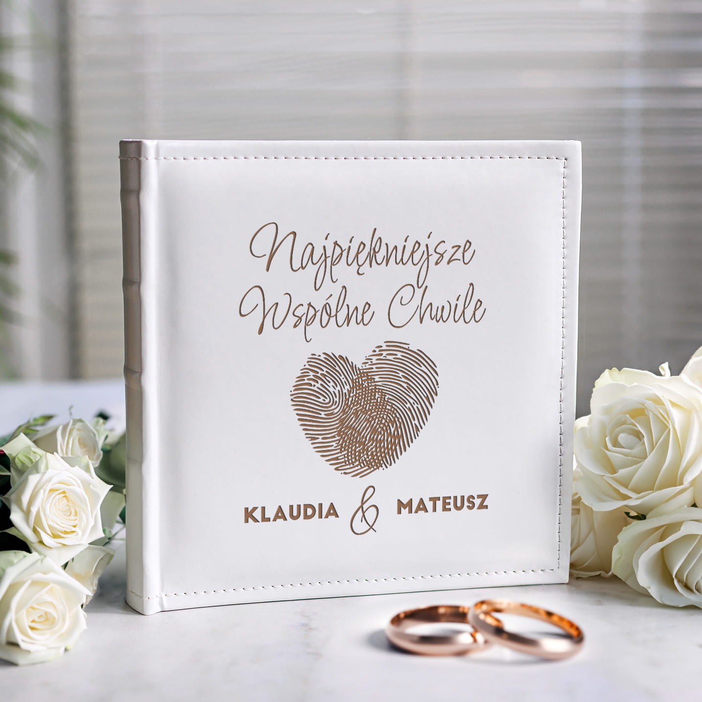 Album Biały Na Zdjęcia z Grawerem Na Ślub - Prezent Z Okazji Ślubu Dla Pary Młodej - Najpiękniejsze Wspólne Chwile