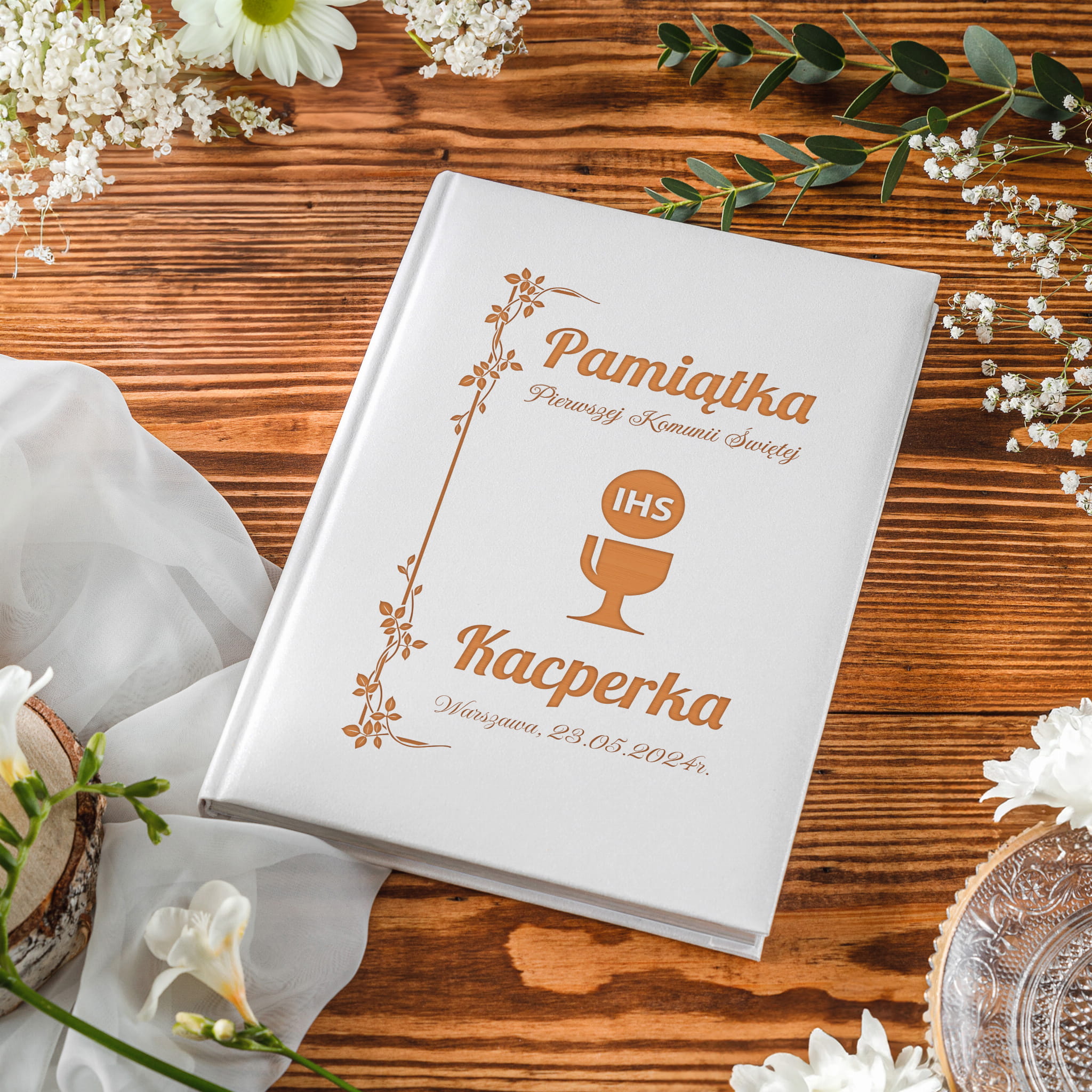 Biblia Prezent na Komunię Świętą - Pamiątka Pierwszej Komunii Świętej - Kielich z Hostią