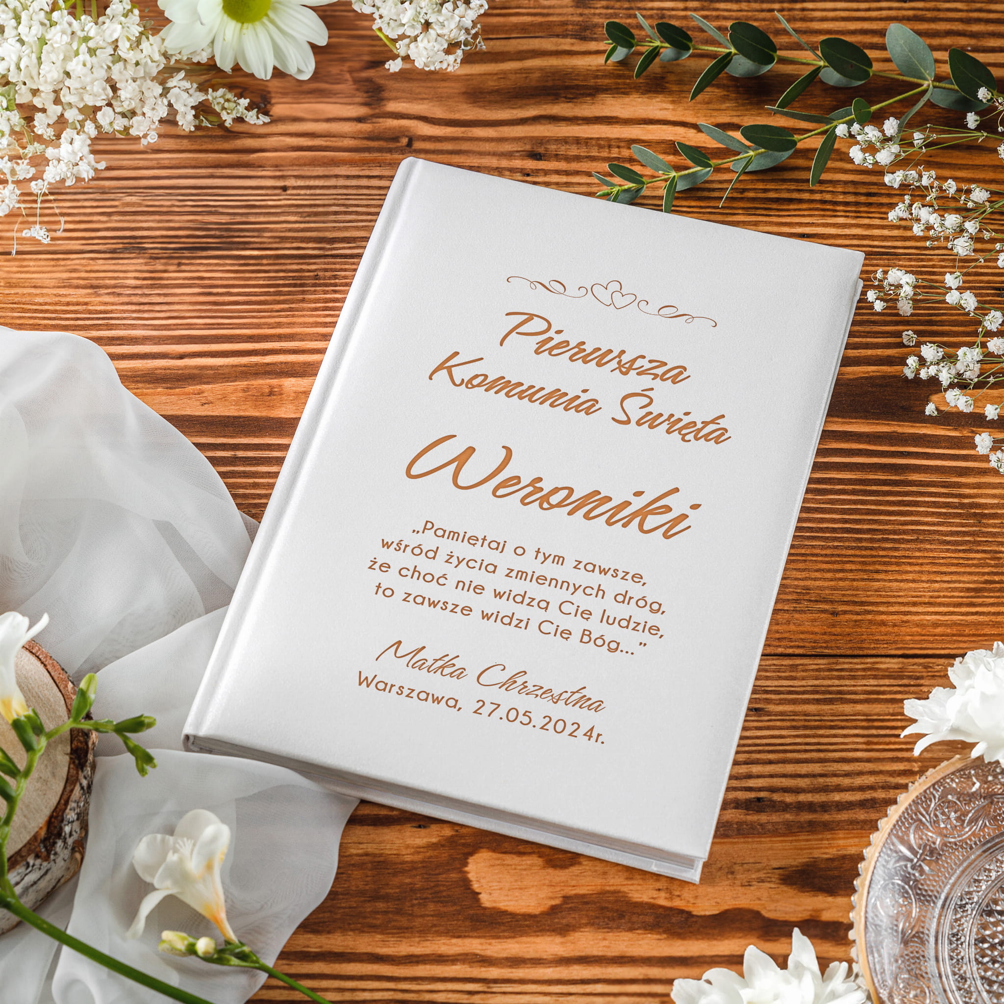 Biblia Prezent na Komunię Świętą - Pamiątka Pierwszej Komunii Świętej - Serca