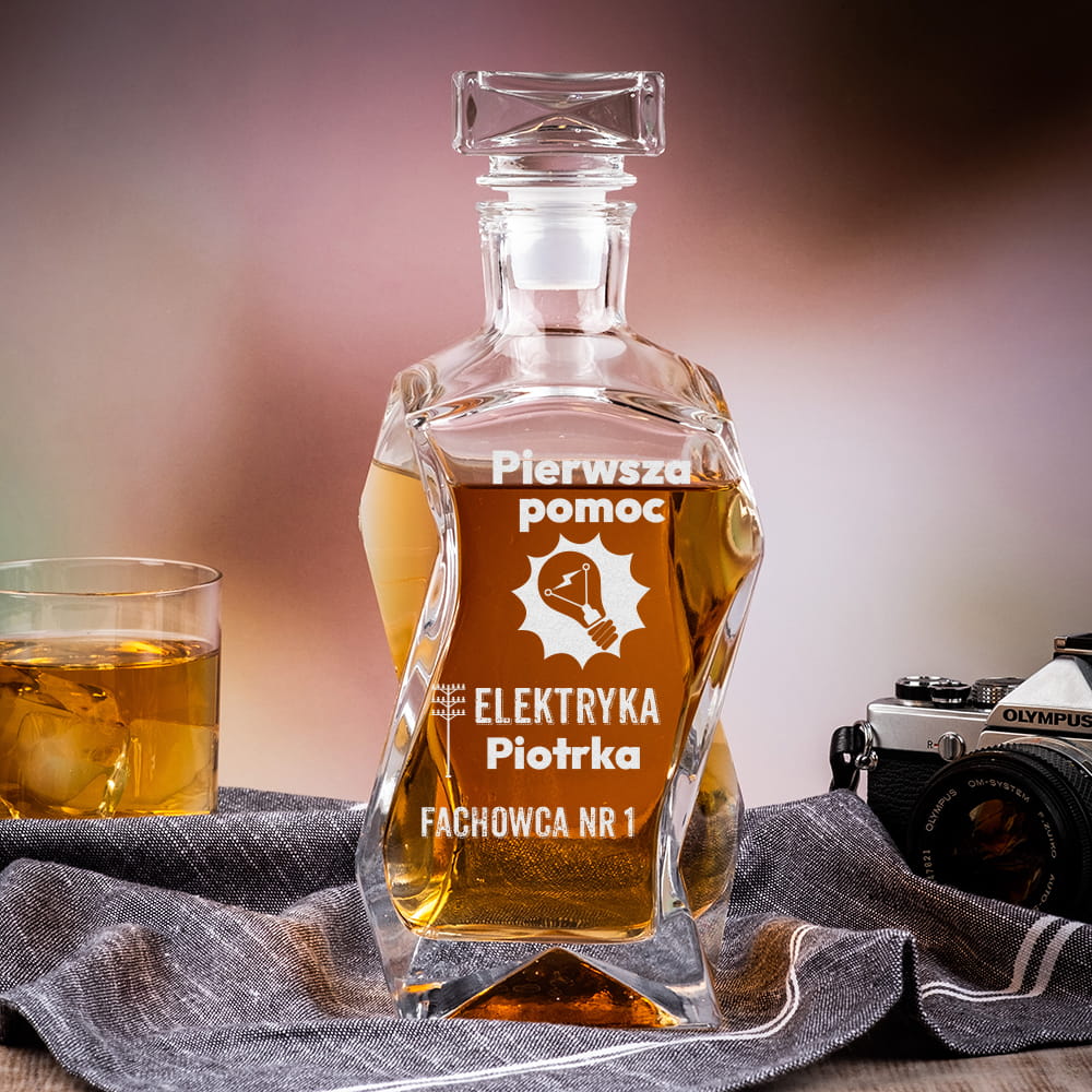 Karafka do Whisky z Grawerem - Prezent dla Elektryka - Pierwsza Pomoc Elektryka - Łamana