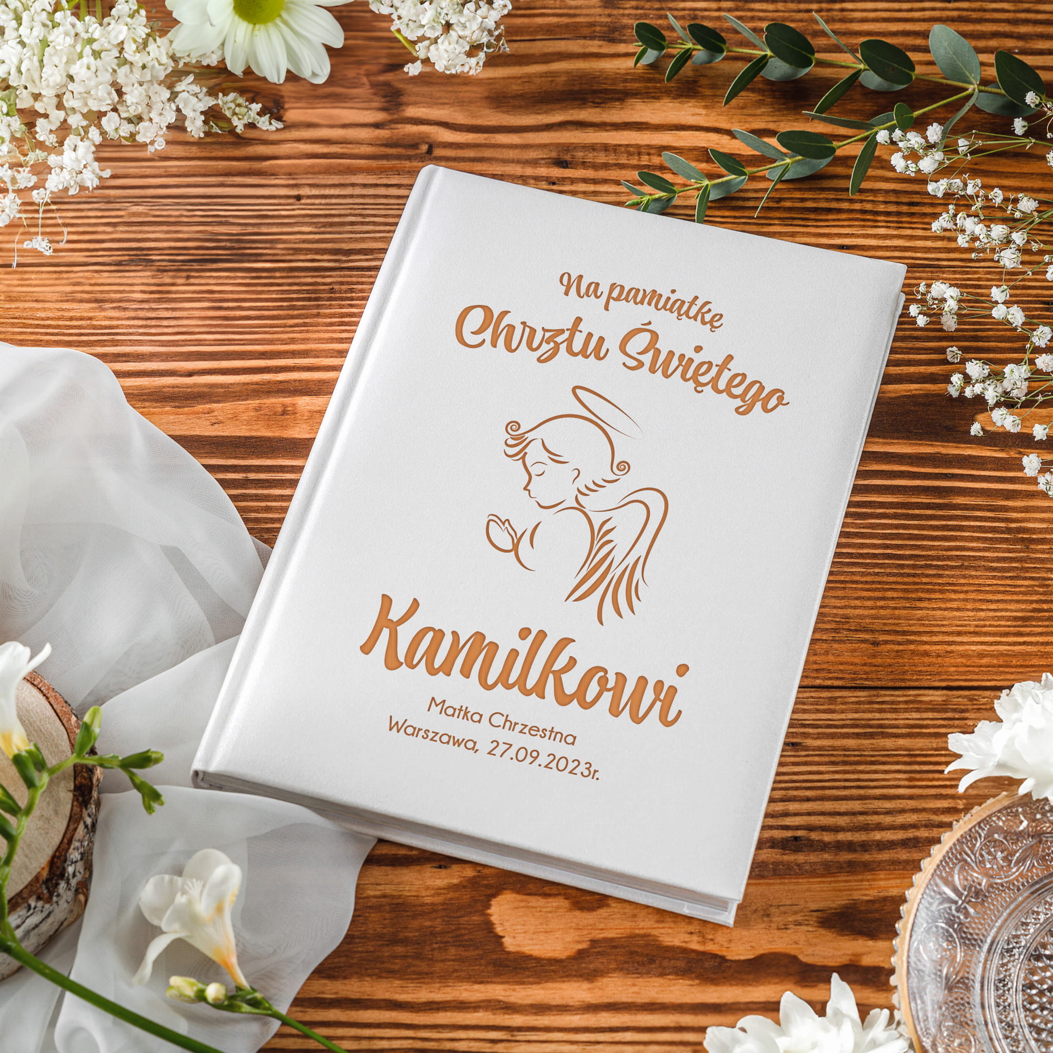 Biblia Prezent na Chrzest Święty - Pamiątka Na Chrzciny - Anioł