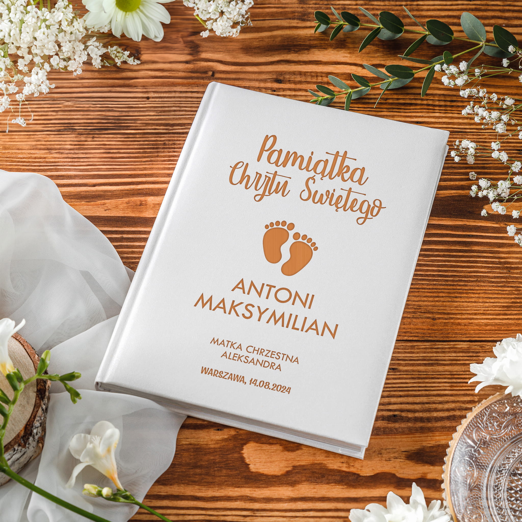 Biblia Prezent na Chrzest Święty - Pamiątka Na Chrzciny - Stópki